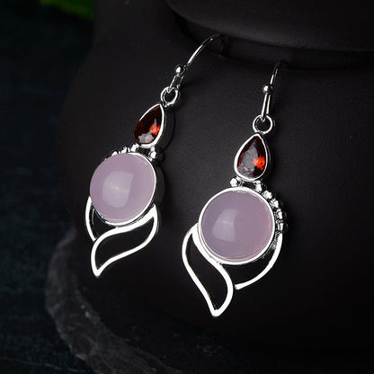 Hibiscus Stone Crystal Earrings Drop Pear-shaped Earrings-Jewearrings