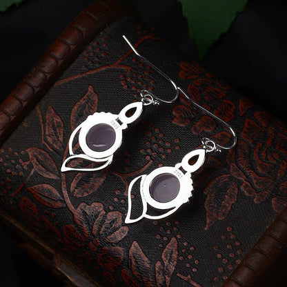 Hibiscus Stone Crystal Earrings Drop Pear-shaped Earrings-Jewearrings