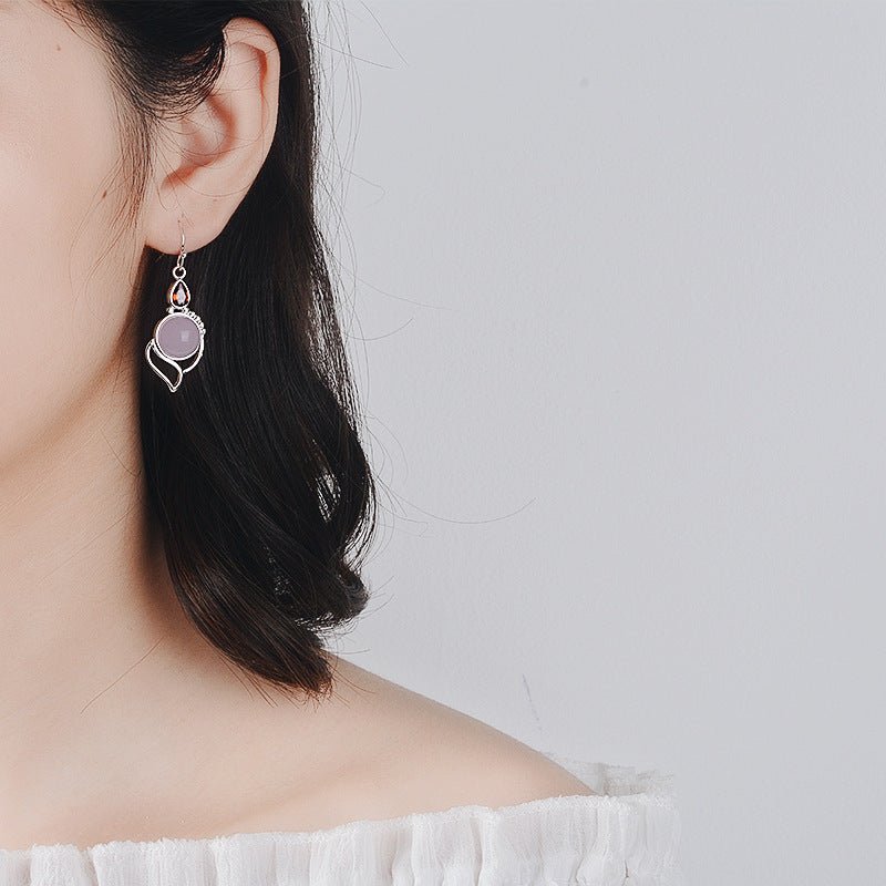 Hibiscus Stone Crystal Earrings Drop Pear-shaped Earrings-Jewearrings