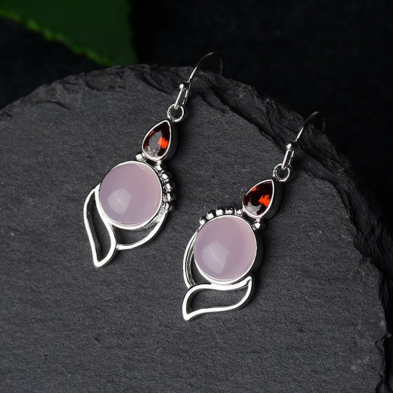 Hibiscus Stone Crystal Earrings Drop Pear-shaped Earrings-Jewearrings