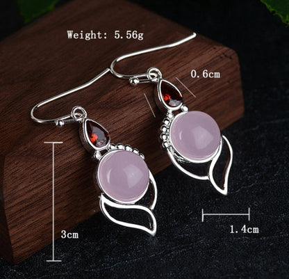 Hibiscus Stone Crystal Earrings Drop Pear-shaped Earrings-Jewearrings