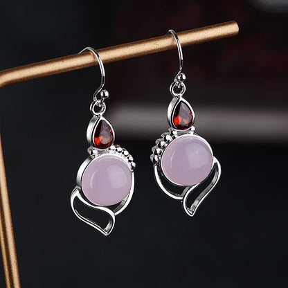 Hibiscus Stone Crystal Earrings Drop Pear-shaped Earrings-Jewearrings