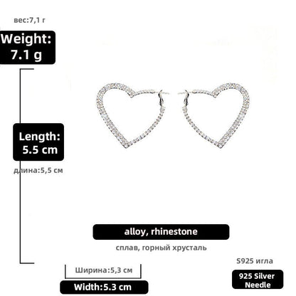 High Class Exaggerated Diamond Studded Love Earrings-Jewearrings