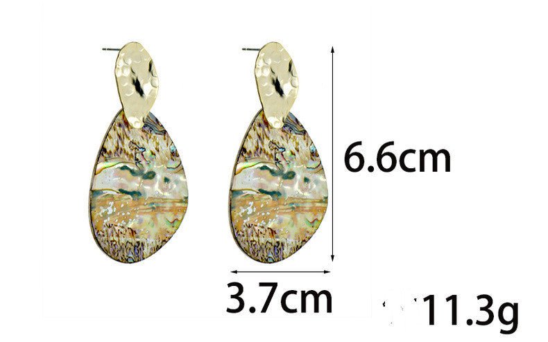 High-end Geometric Drop Shape Long Abalone Shell Earrings-Jewearrings