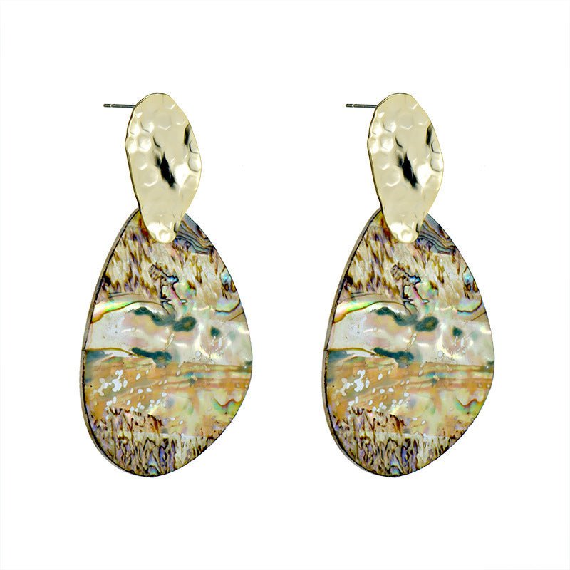 High-end Geometric Drop Shape Long Abalone Shell Earrings-Jewearrings