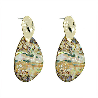 High-end Geometric Drop Shape Long Abalone Shell Earrings-Jewearrings