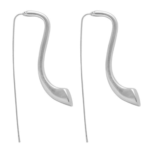 High-end Streamlined Design Long Exaggerated Silver Pin Stud Earrings-Jewearrings