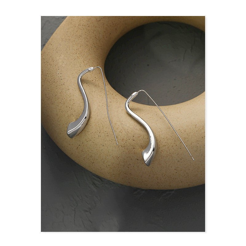 High-end Streamlined Design Long Exaggerated Silver Pin Stud Earrings-Jewearrings