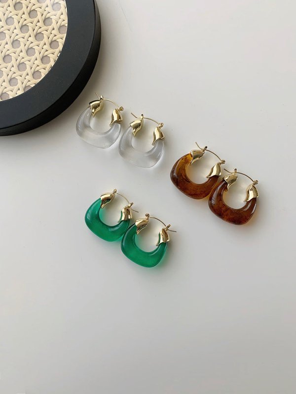 High Sense Of Amber Acrylic Stitching Earrings Women-Jewearrings