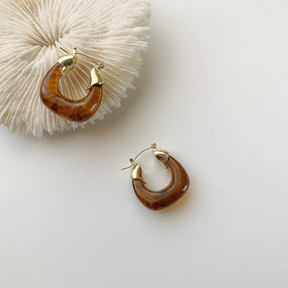 High Sense Of Amber Acrylic Stitching Earrings Women-Jewearrings