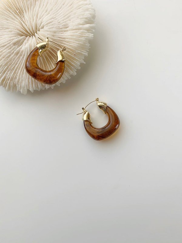 High Sense Of Amber Acrylic Stitching Earrings Women-Jewearrings