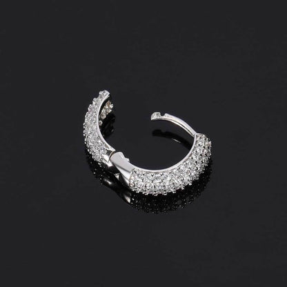 Hip Hop Hoop Earrings Four Row Micro Setting-Jewearrings