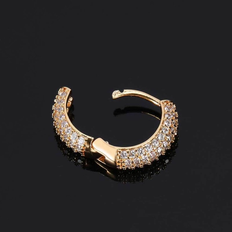 Hip Hop Hoop Earrings Four Row Micro Setting-Jewearrings