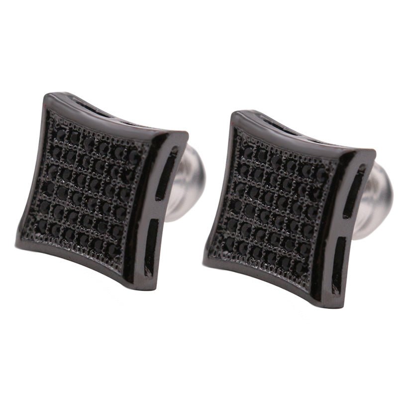 HIPHOP Men's And Women's Stud Earrings With Gold Plated Silver And Diamonds-Jewearrings