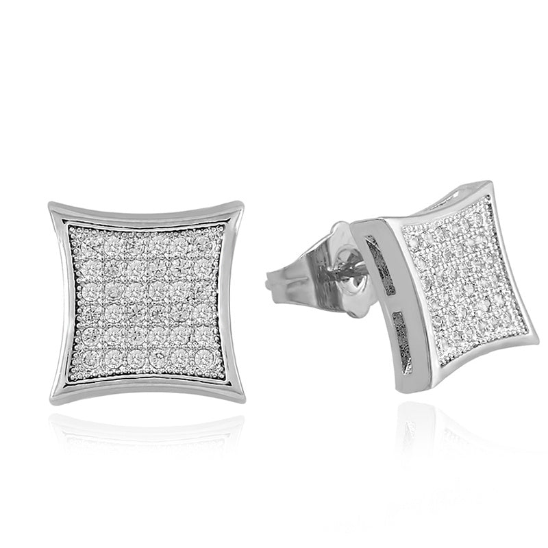 HIPHOP Men's And Women's Stud Earrings With Gold Plated Silver And Diamonds-Jewearrings