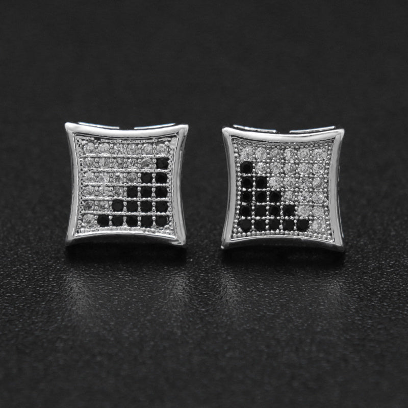 HIPHOP Men's And Women's Stud Earrings With Gold Plated Silver And Diamonds-Jewearrings