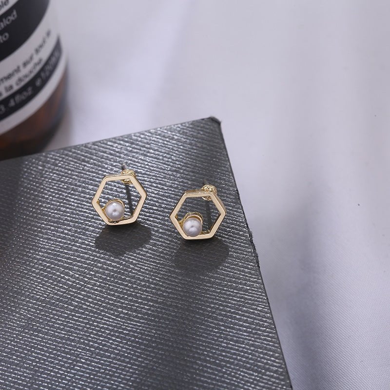 Hollow Diamond Square Stud Earrings-Jewearrings