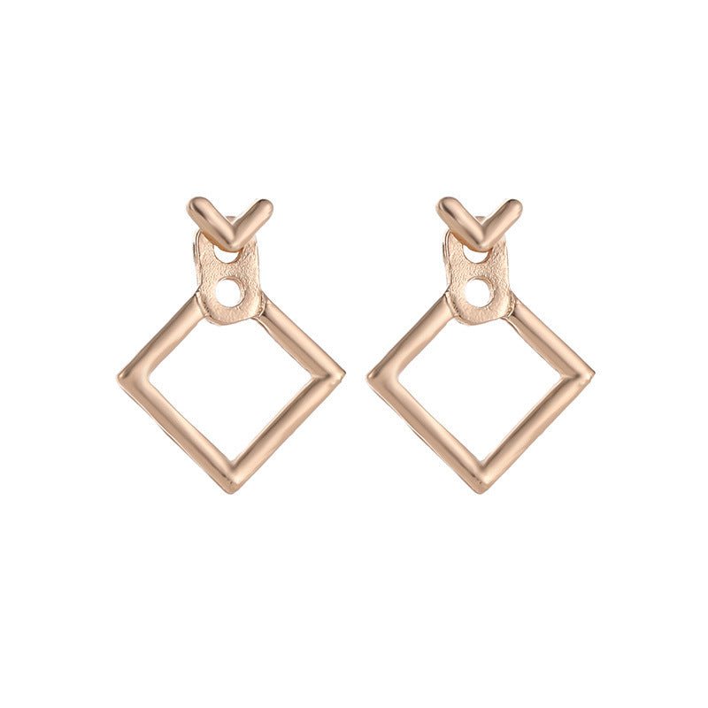 Hollow Diamond Square Stud Earrings-Jewearrings