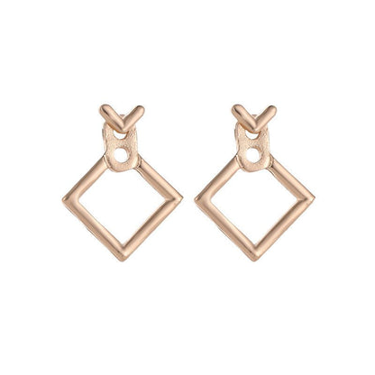 Hollow Diamond Square Stud Earrings-Jewearrings