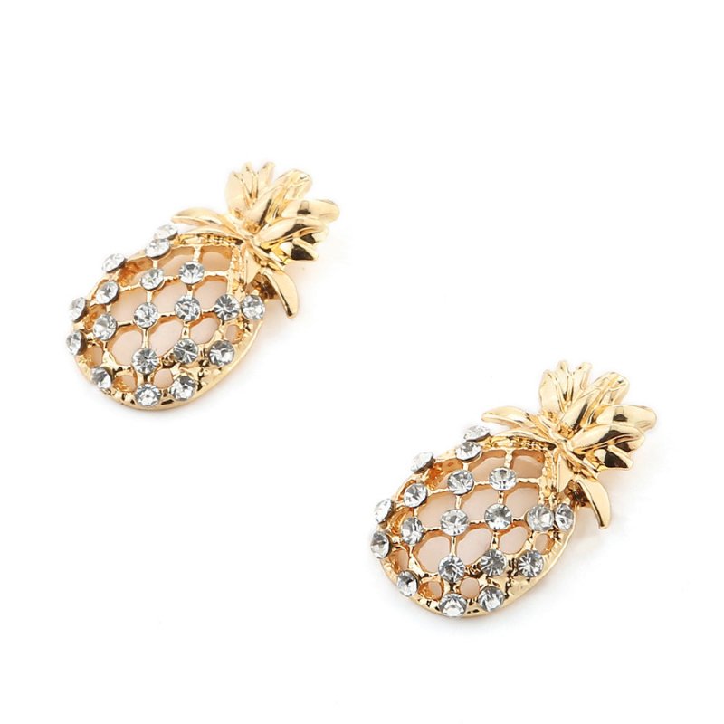 Hollow pineapple accessories fruit earrings Europe and the United States high-grade alloy diamond stud earrings-Jewearrings