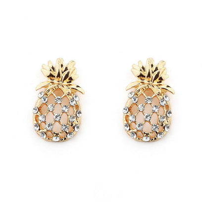 Hollow pineapple accessories fruit earrings Europe and the United States high-grade alloy diamond stud earrings-Jewearrings