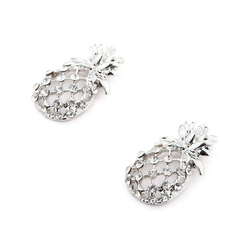 Hollow pineapple accessories fruit earrings Europe and the United States high-grade alloy diamond stud earrings-Jewearrings