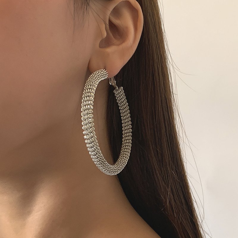 Hong Kong Style Exaggerated Metal Spiral Big Circle Earrings-Jewearrings