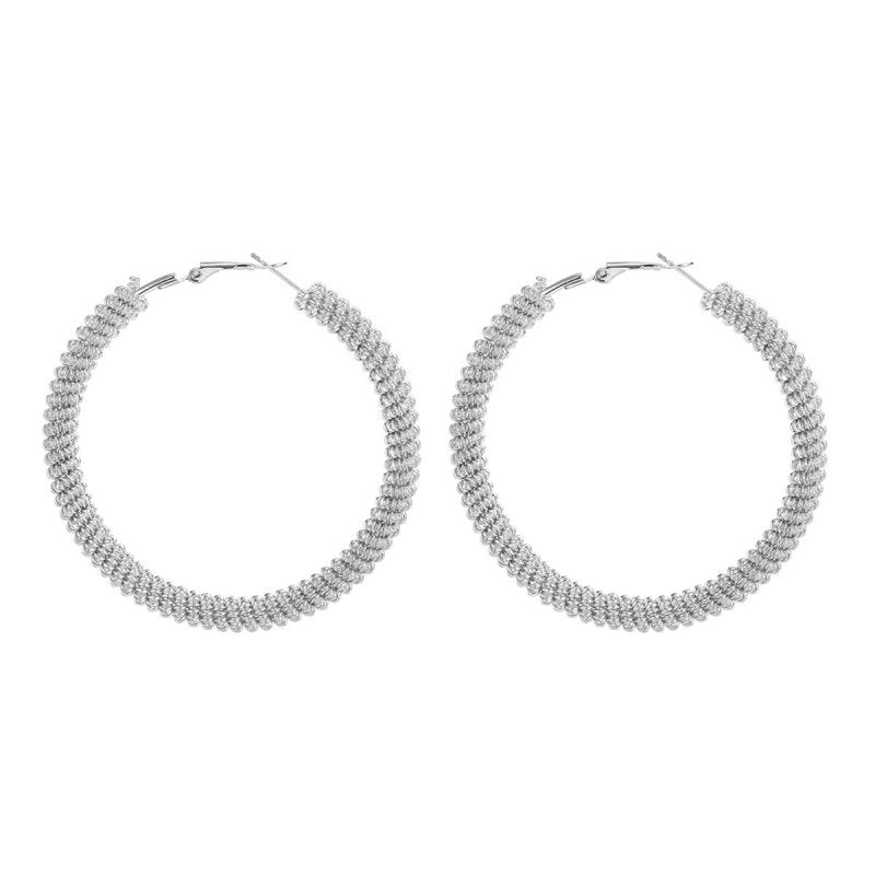 Hong Kong Style Exaggerated Metal Spiral Big Circle Earrings-Jewearrings