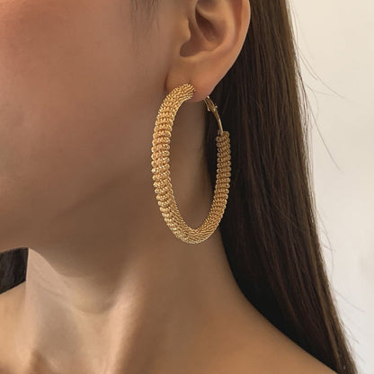 Hong Kong Style Exaggerated Metal Spiral Big Circle Earrings-Jewearrings