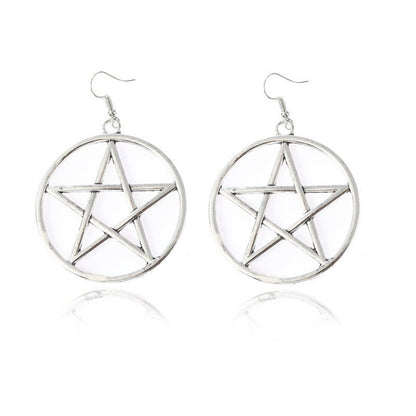 Hoop Big Five-pointed Star Earrings-Jewearrings