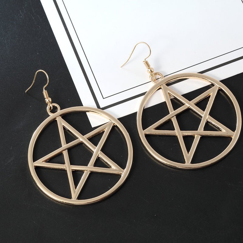 Hoop Big Five-pointed Star Earrings-Jewearrings