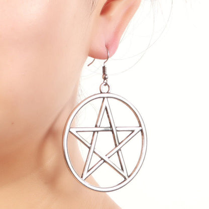 Hoop Big Five-pointed Star Earrings-Jewearrings