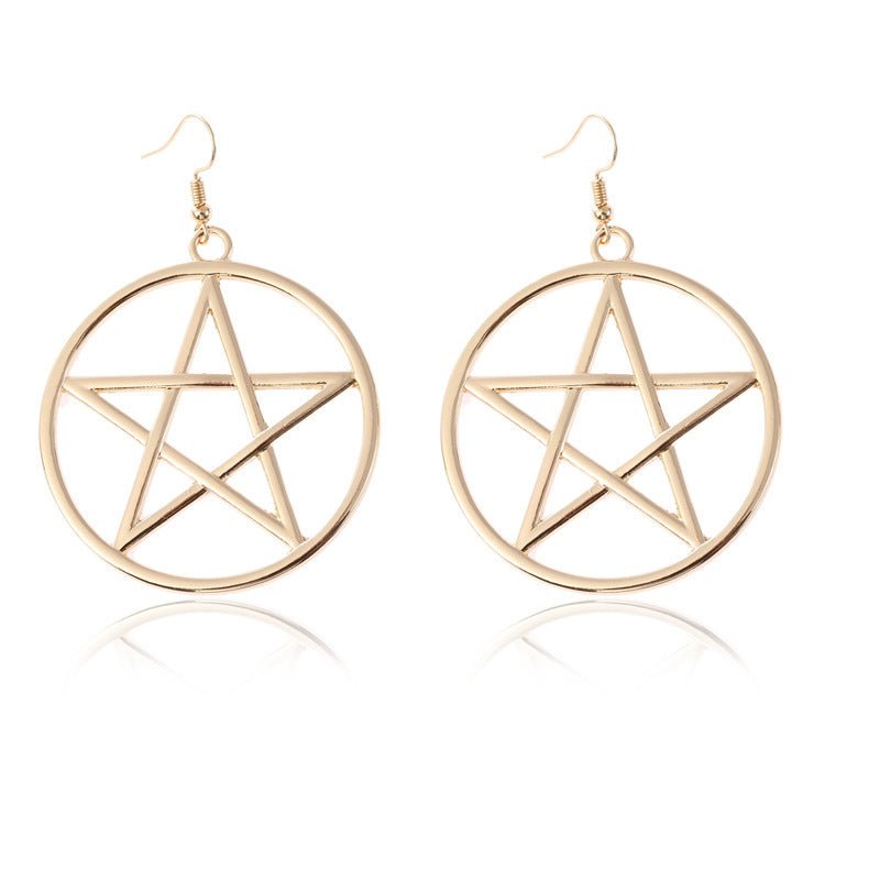 Hoop Big Five-pointed Star Earrings-Jewearrings