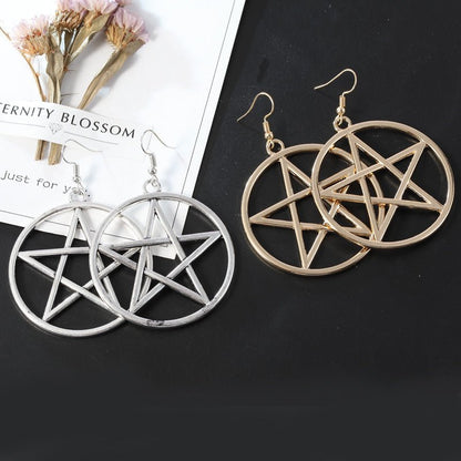 Hoop Big Five-pointed Star Earrings-Jewearrings