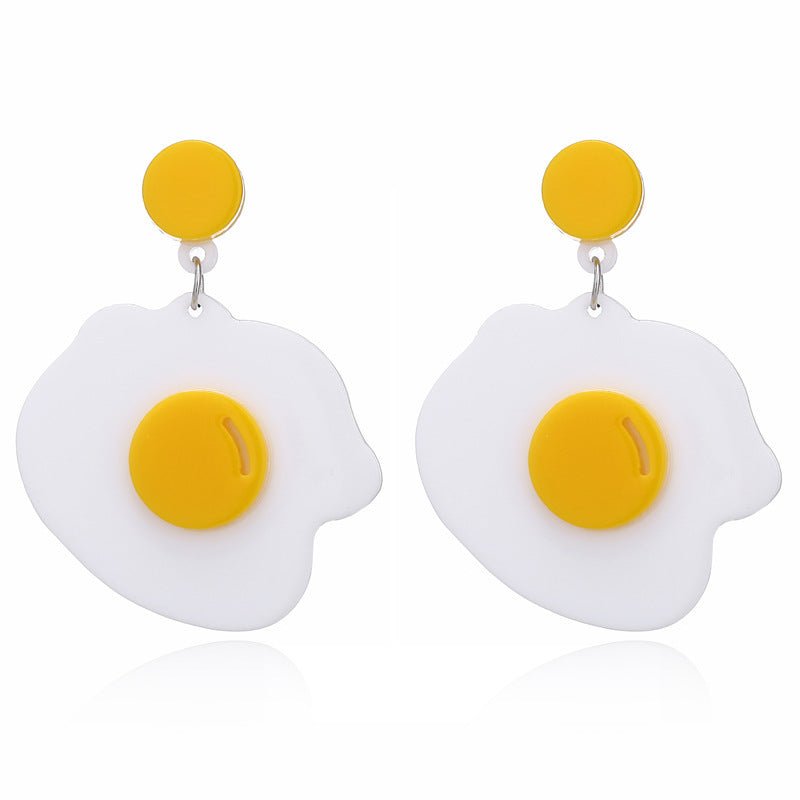 Hot Selling Party Fashion New Cute Baby Eggs Acrylic Earrings Cute Cartoon Fried Egg Funny Earring Women Accessories-Jewearrings