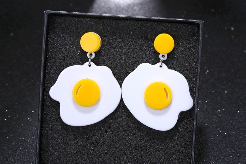 Hot Selling Party Fashion New Cute Baby Eggs Acrylic Earrings Cute Cartoon Fried Egg Funny Earring Women Accessories-Jewearrings