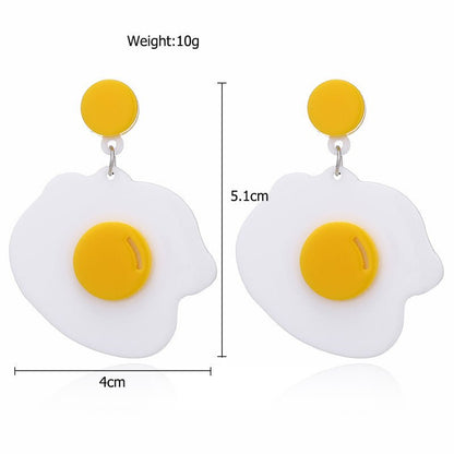 Hot Selling Party Fashion New Cute Baby Eggs Acrylic Earrings Cute Cartoon Fried Egg Funny Earring Women Accessories-Jewearrings