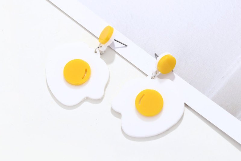 Hot Selling Party Fashion New Cute Baby Eggs Acrylic Earrings Cute Cartoon Fried Egg Funny Earring Women Accessories-Jewearrings