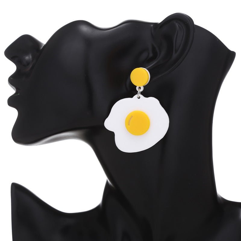 Hot Selling Party Fashion New Cute Baby Eggs Acrylic Earrings Cute Cartoon Fried Egg Funny Earring Women Accessories-Jewearrings