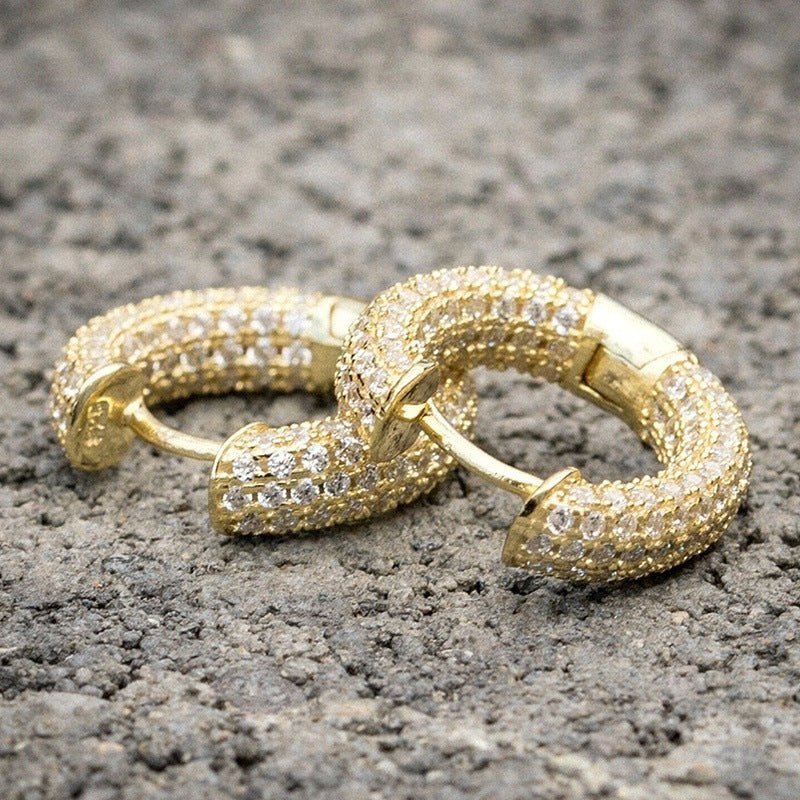 Huitan Delicate Hoop Earrings Shiny Cubic Zircon 3 Color Available-Jewearrings