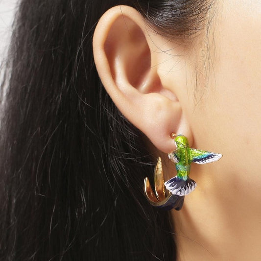 Hummingbird Earrings - Cute Dripping Design-Jewearrings