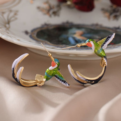 Hummingbird Earrings - Cute Drop Design-Jewearrings