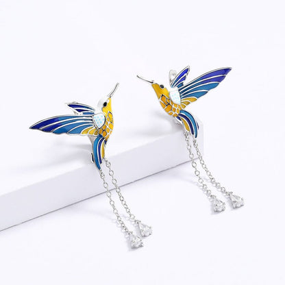 Hummingbird Earrings - Epoxy Animal Design-Jewearrings