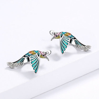 Hummingbird Earrings - Epoxy Ring Design-Jewearrings