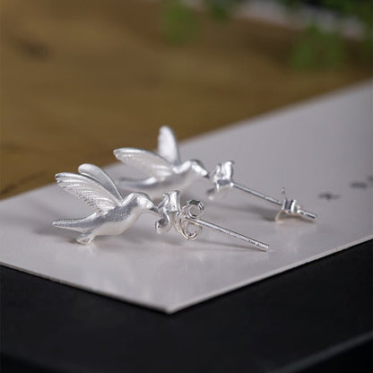 Hummingbird Earrings - Flower Stud Design-Jewearrings