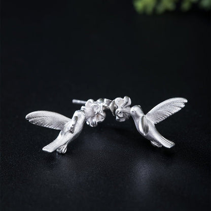 Hummingbird Earrings - Flower Stud Design-Jewearrings