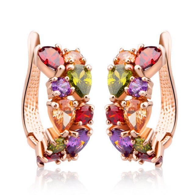 Hypoallergenic Colorful Zircon Earrings-Jewearrings