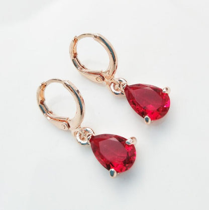 Hypoallergenic Copper Zircon Water Drop Earrings-Jewearrings