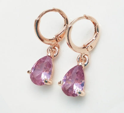 Hypoallergenic Copper Zircon Water Drop Earrings-Jewearrings