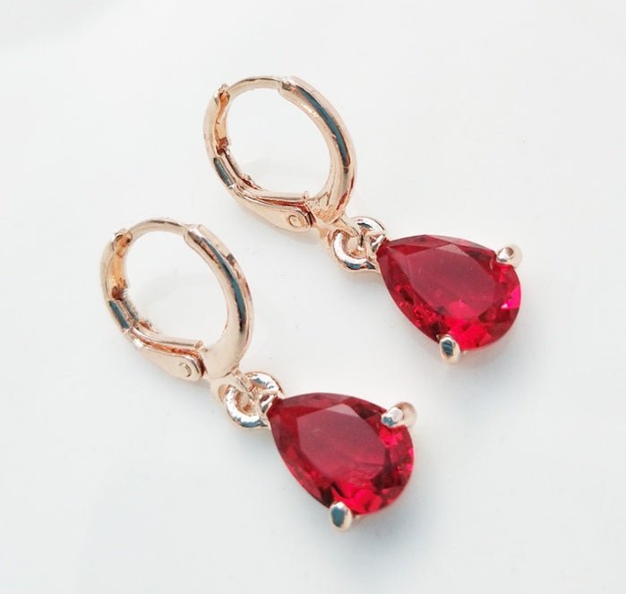 Hypoallergenic Copper Zircon Water Drop Earrings-Jewearrings